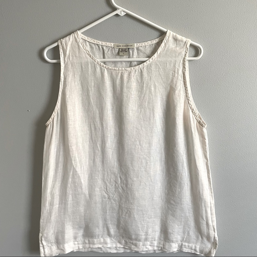 Babe Didrikson 100% linen white tank large